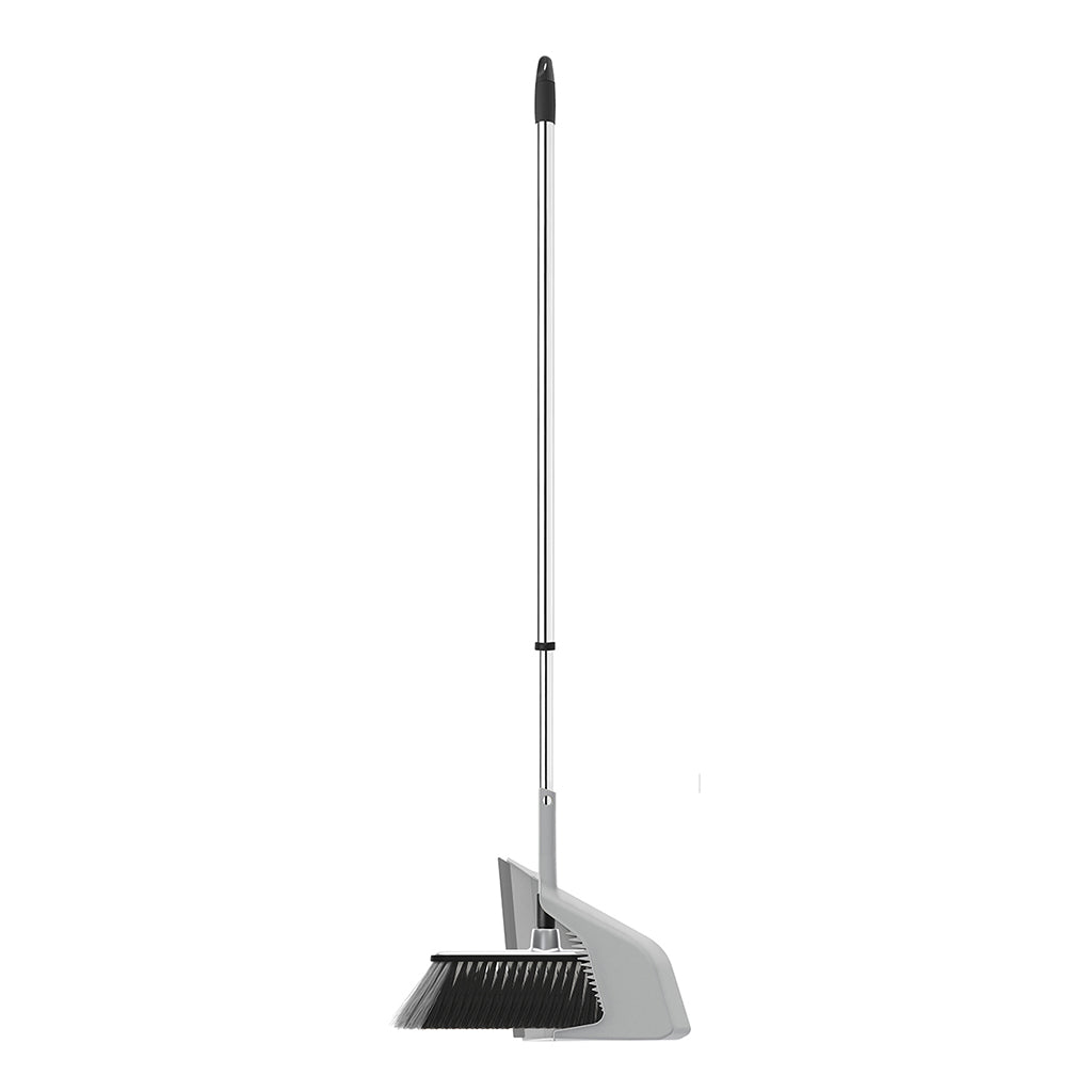 CROSS BRISTLES RUBBERIZED BROOM WITH &quot;BROOMHOLDER&quot; DUSTPAN AND TELESCOPIC HANDLE