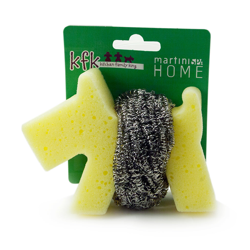 STAINLESS STEEL WOOL SCRUBBER AND DOG SHAPED SPONGE