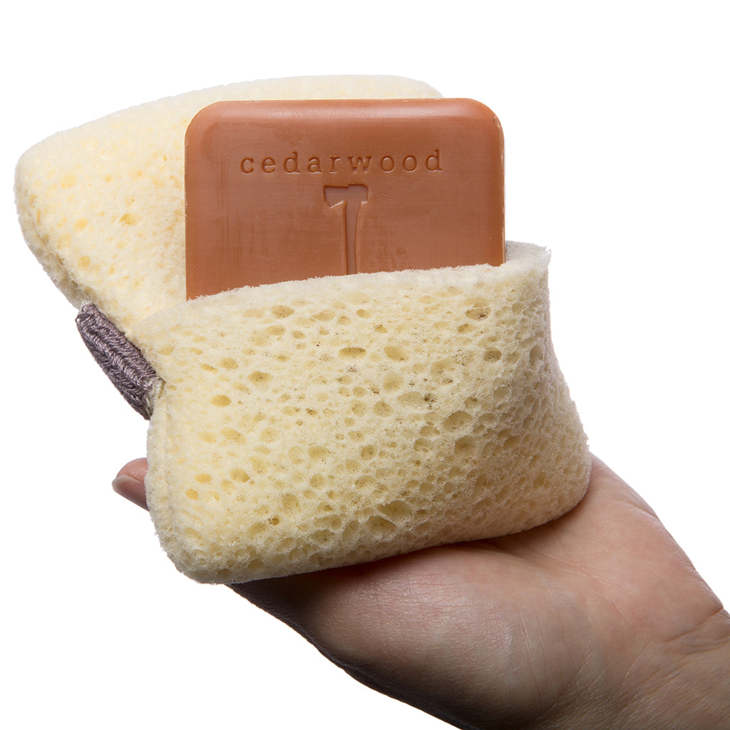EXFOLIATING BODY SHOWER SPONGE WITH SOAP POCKET
